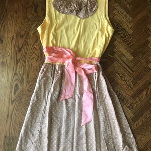 Knitted Dove Summer Dress Pink Silk Sash sz XS